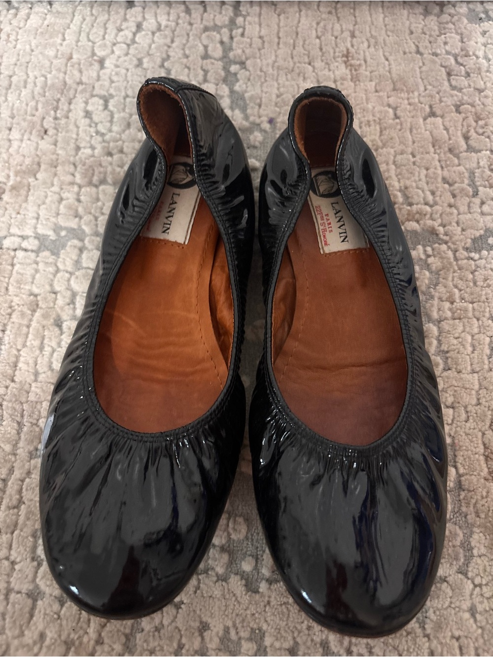 Lanvin Black Patent Leather Ballet Flats size 7.5/8